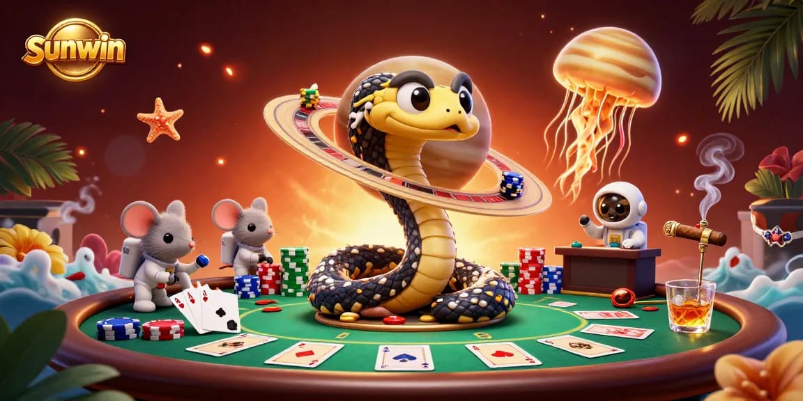 Experience thrilling betting action at Sunwin with a 3D cosmic casino scene.