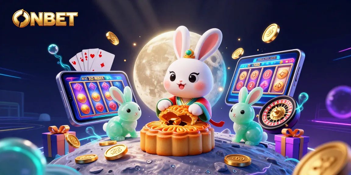 Experience thrilling luck with ONBET as the moon rabbit reveals poker chips hidden in mooncakes.
