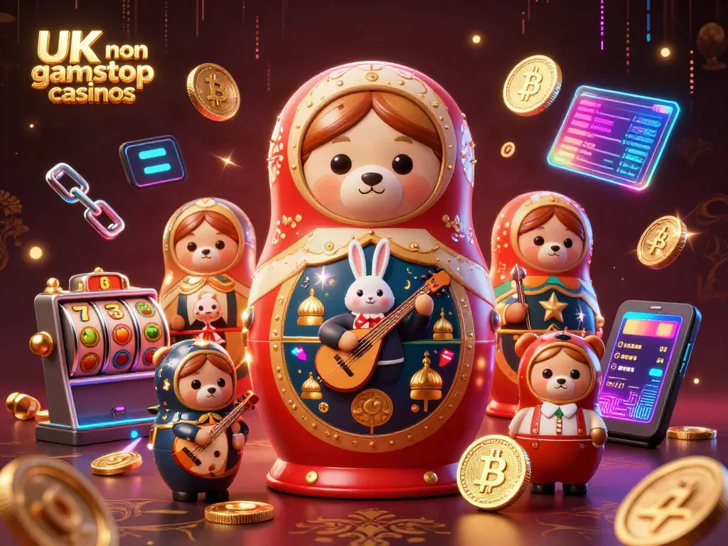 Engage with UK non gamstop casinos through exciting 3D elements featuring Russian Matryoshka bears and crypto themes.