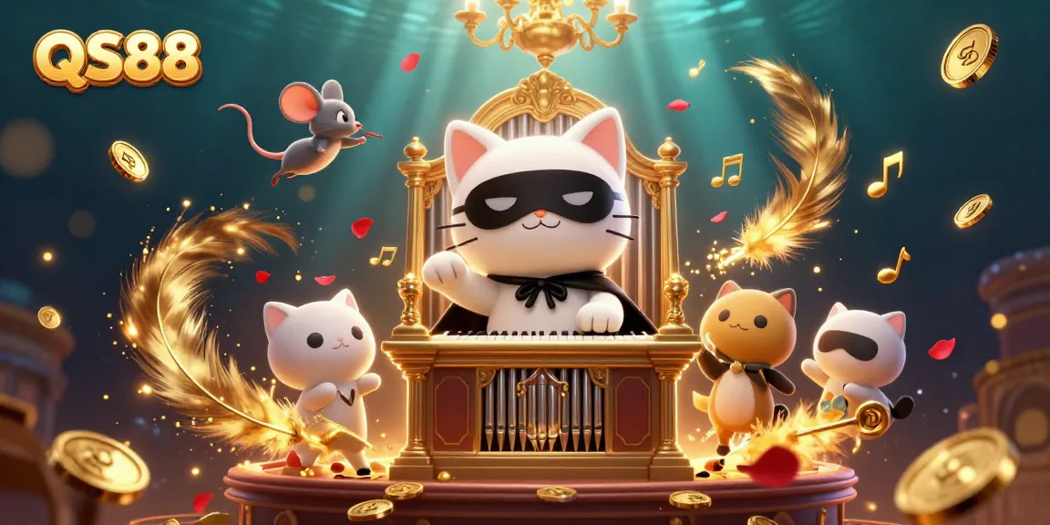 Experience the thrilling action at QS88, featuring a whimsical gaming scene with unique characters and festive elements.