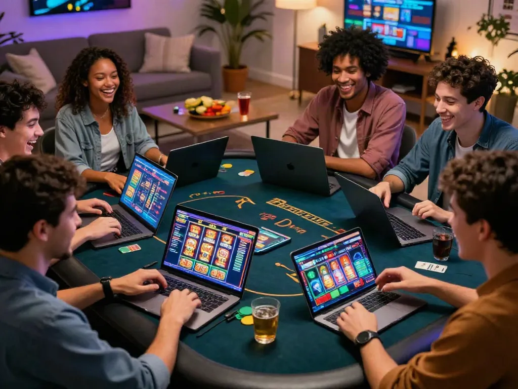 Players enjoying their gaming at casinos that accept credit card, showcasing vibrant online casino games and a lively atmosphere.
