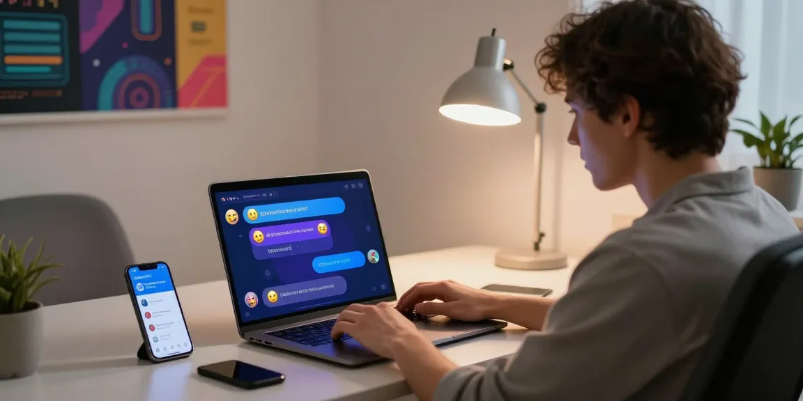 Engaging ai sex chat session displayed on laptop in a modern workspace