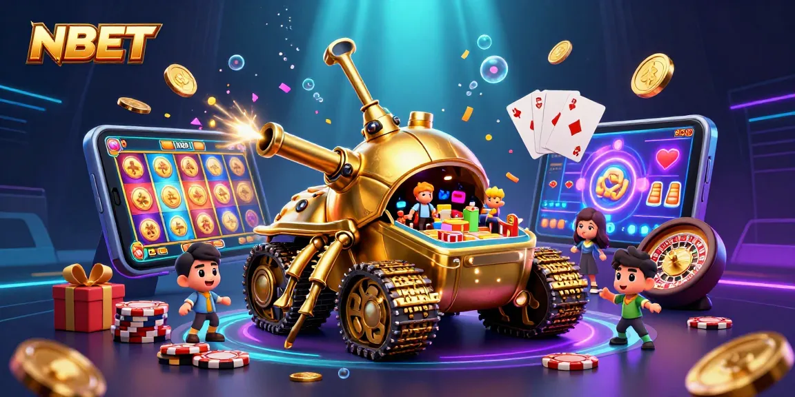 Engage with NBET as a massive golden beetle tank reveals a miniature casino scene full of excitement.