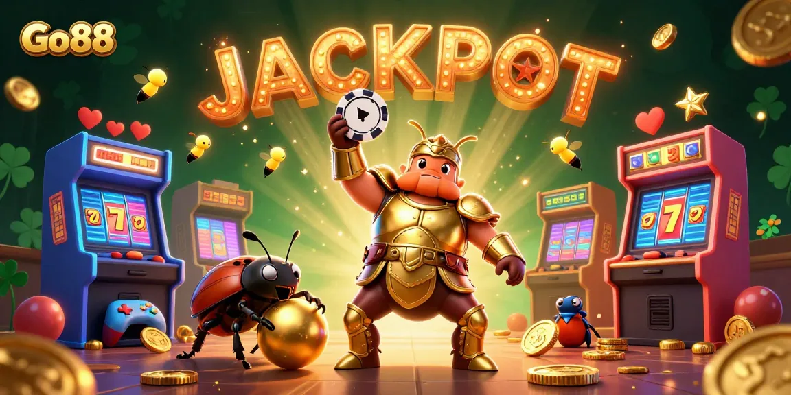 Join the casino excitement at Go88 with vibrant game characters celebrating a jackpot!