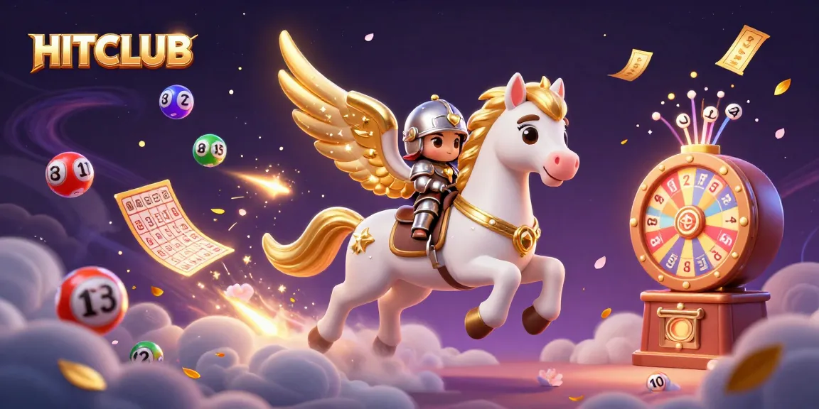 Experience excitement with HITCLUB as a celestial steed rides through casino elements, capturing the thrill of winning.