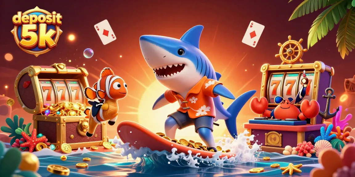 Experience thrilling gameplay and chances to win with deposit 5k in this vibrant 3D casino illustration.