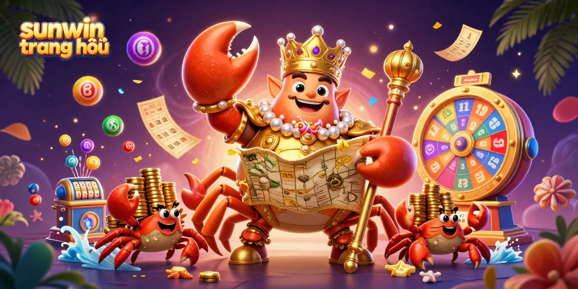 Experience epic wins on sunwin trang chủ with vibrant lottery elements and a golden crab emperor.