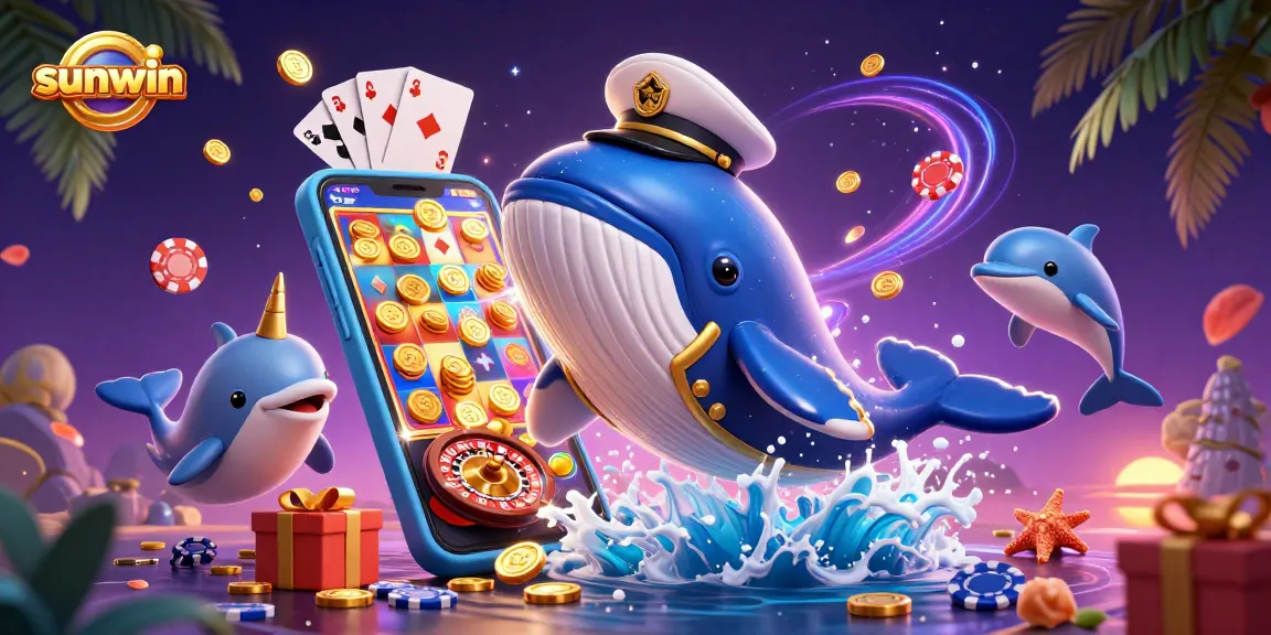 Win big at sunwin with vibrant 3D characters and dynamic casino elements surrounding a playful gaming scene.